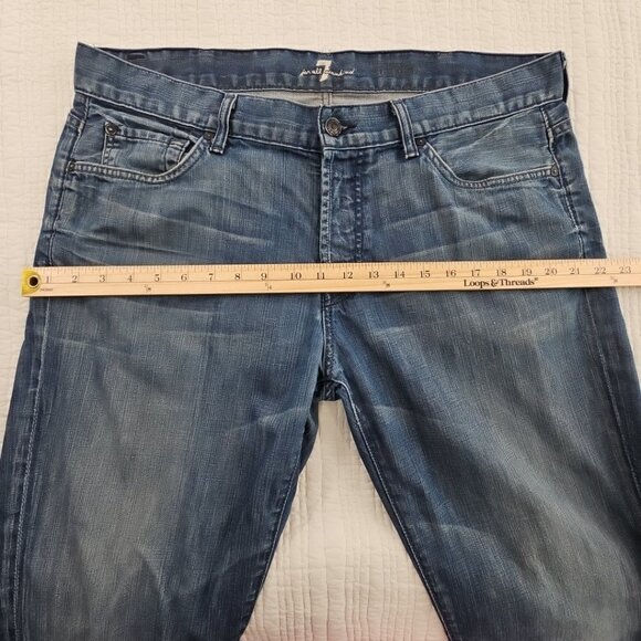 7 For All Mankind Standard Jeans Men's 38x34 Med Wash Button Fly Relaxed EUC - Picture 6 of 16